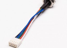 M8接Molex端子連接器B型板端前鎖直式防水5芯公插座轉(zhuǎn)Molex端子線50CM 24AWG線