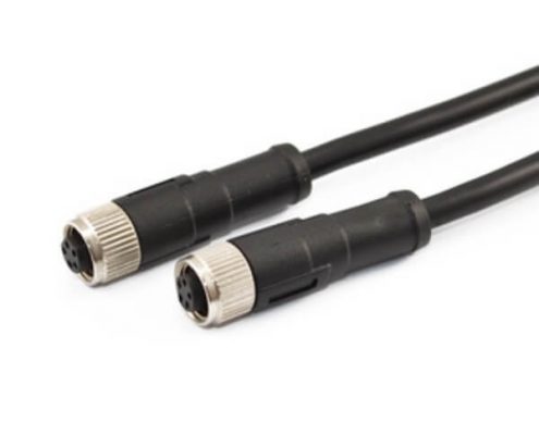 M85芯注塑成型式插頭連接器螺紋式直式5芯母頭轉(zhuǎn)5芯母插頭航空連接器接1M 24AWG線