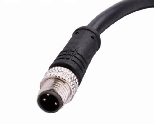 M83芯公頭注塑螺紋對接式插頭直式焊線1米24AWG線