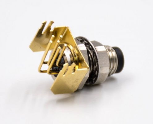 M86芯A扣板端插座公頭彎式接PCB板前鎖板插座連接器