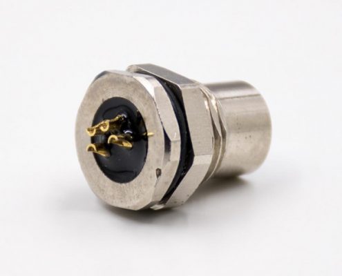 M8連接器4芯母頭直式前鎖板板端插座接線焊接式傳感器