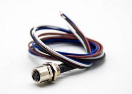 M8焊線連接器母頭直式4芯后鎖板防水板端插座帶線0.2米