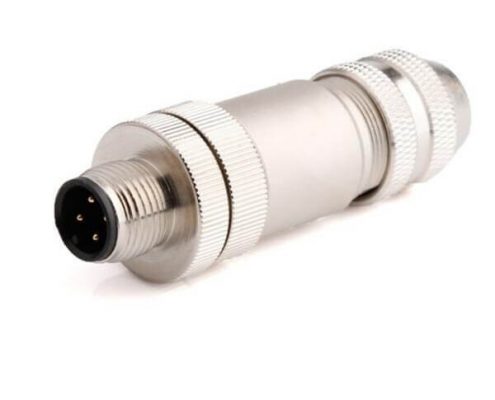 M12現(xiàn)場組裝插頭A編碼4芯公直式帶屏蔽金屬外殼