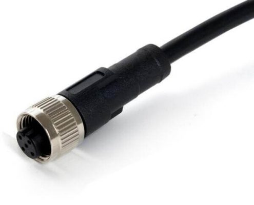 M12防水連接器 4pin A型編碼預(yù)鑄式帶線型母頭直式防水不帶屏蔽插頭1M AWG22