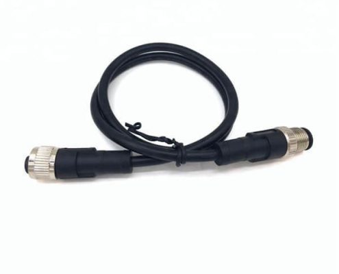 M12 電纜接頭雙頭防水4芯黑色線纜 總線連接器