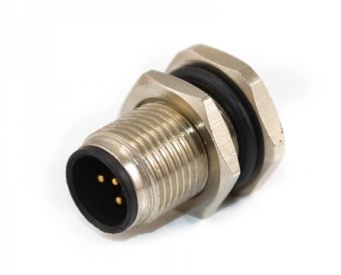 M12連接器5芯A型板端公座直式焊線式前鎖工業(yè)防水傳感連接器