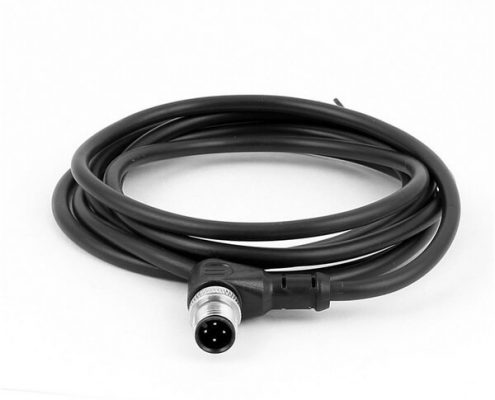 M12傳感器接頭4芯連接線彎頭A扣不帶屏蔽單邊帶線2M AWG22