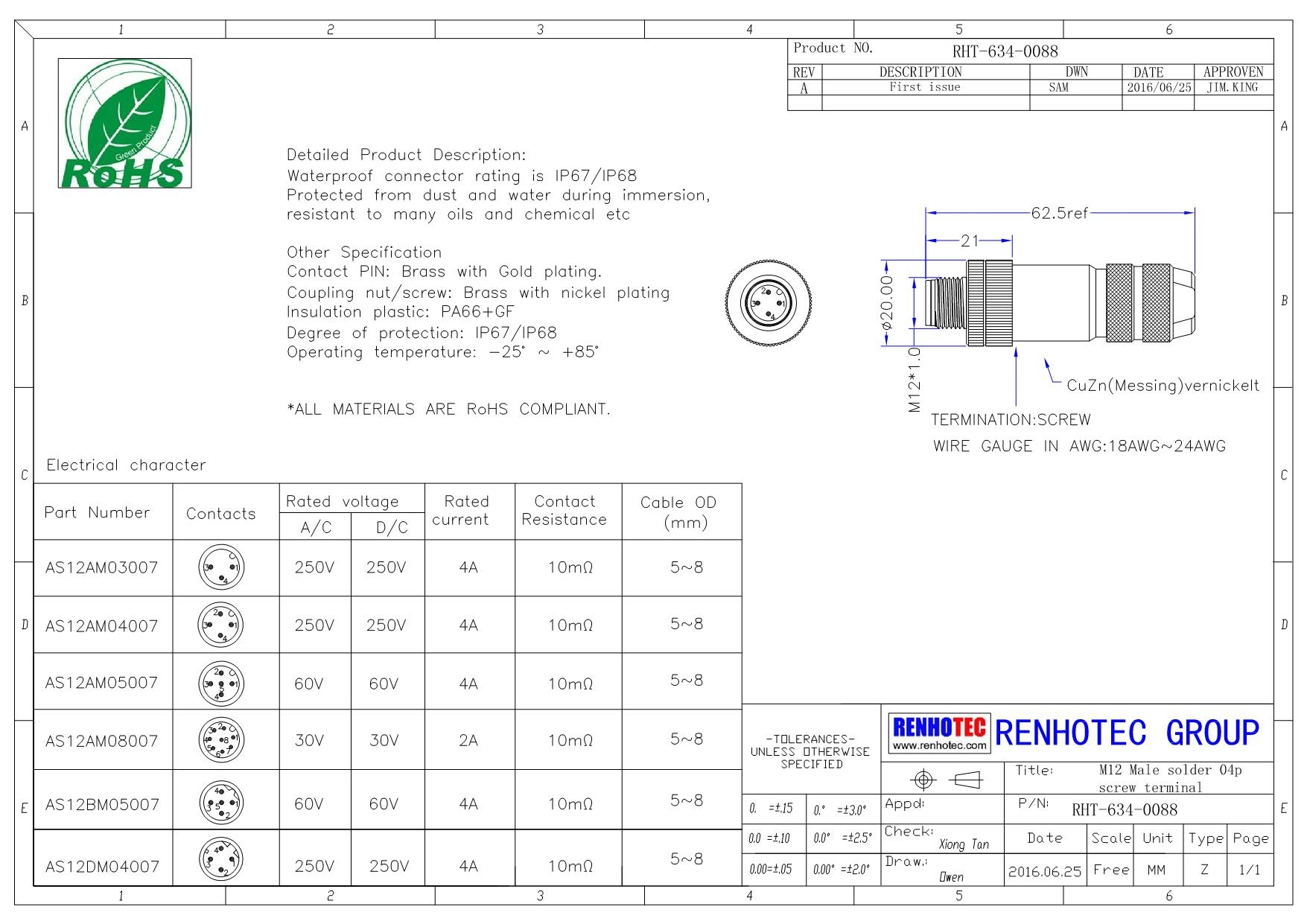M12現(xiàn)場(chǎng)組裝插頭A編碼5芯公直式帶屏蔽金屬外殼