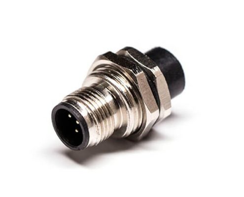 M12傳感器5芯公頭前鎖板B型PCB插板防水座子