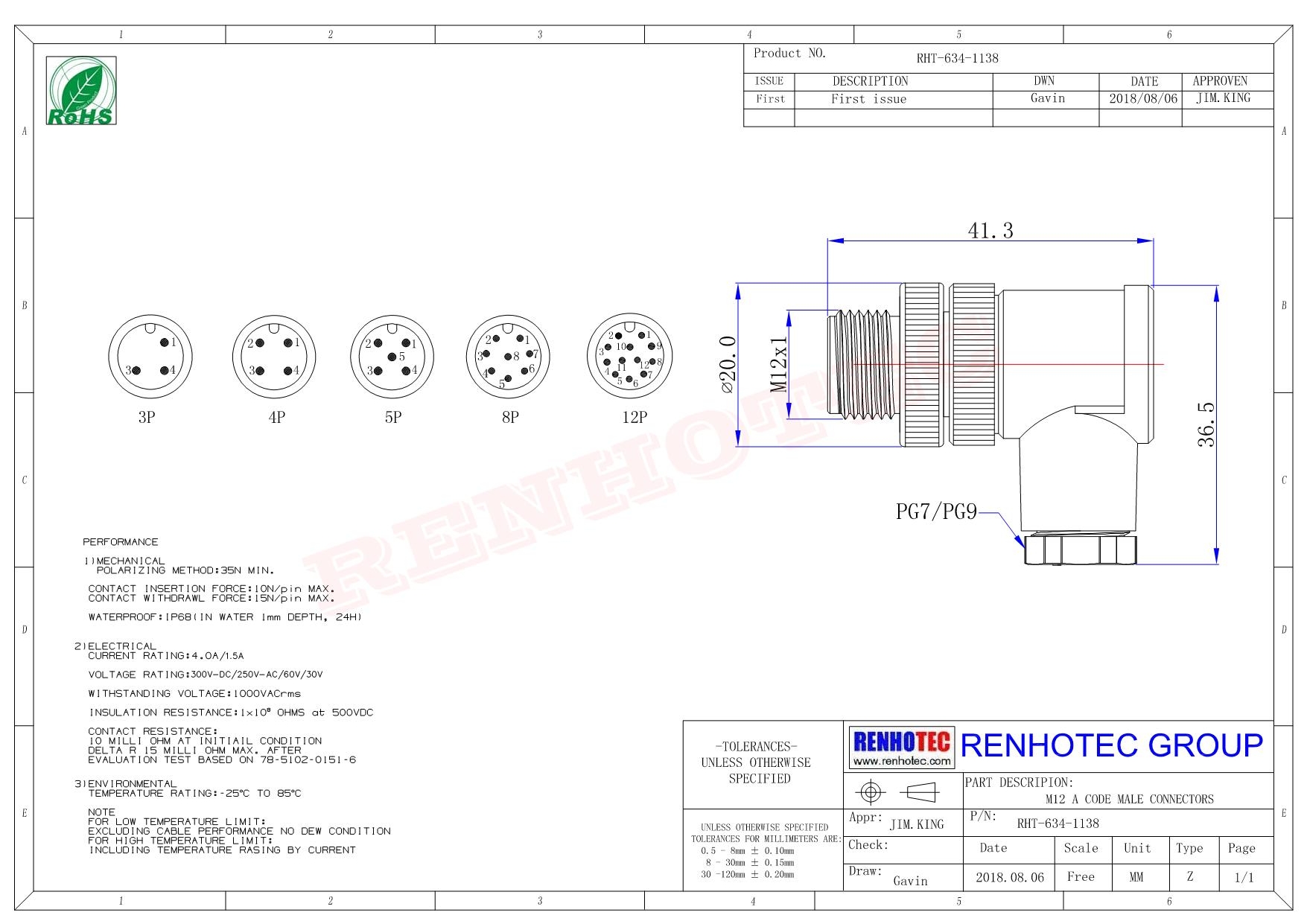 M12現(xiàn)場(chǎng)組裝插頭B編碼5芯公彎式不帶屏蔽塑料外殼PG9