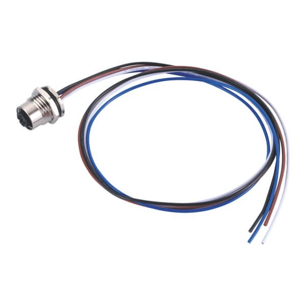 EB-400-2135 M12 4PIN D型母頭前鎖板焊線(xiàn)座子帶屏蔽帶線(xiàn)1M AWG22