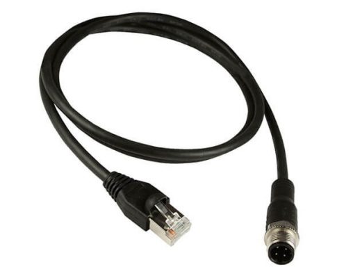 M12網(wǎng)線D Code 4芯公頭轉(zhuǎn)RJ45公頭不帶屏蔽注塑電纜1M AWG22