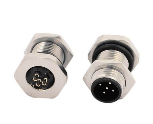 M12 5芯 B Code 公頭前鎖板M12*1 12MM 焊線插座 10PCS