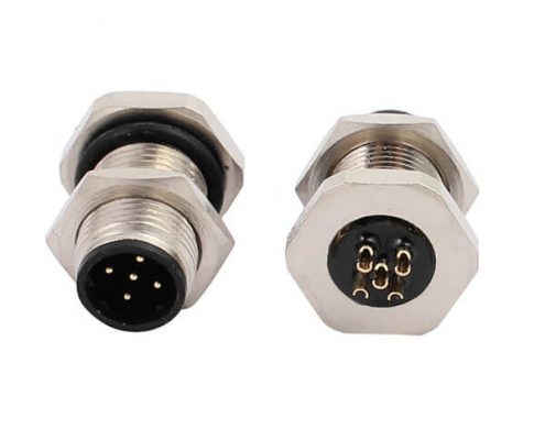 M12 5芯 D Code 公頭前鎖板焊線插座 M12*1 10PCS