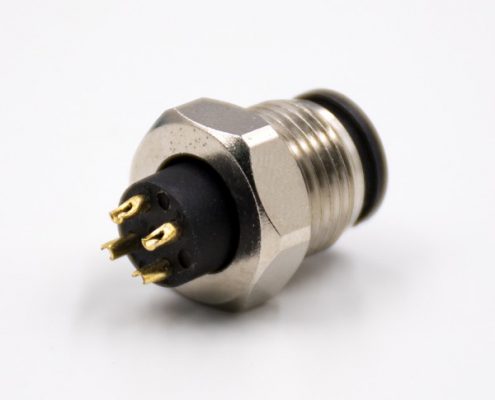 M12公頭4針組裝接頭A扣直式防水接線焊接式不帶屏蔽連接器