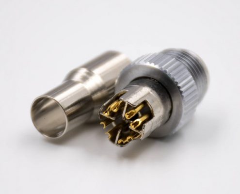 M12 8芯公頭連接器組裝接頭X扣直式接線焊接式帶屏蔽傳感器