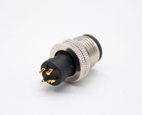 4針M12航空接頭直公頭接線焊杯M12注塑頭不帶屏蔽A編碼