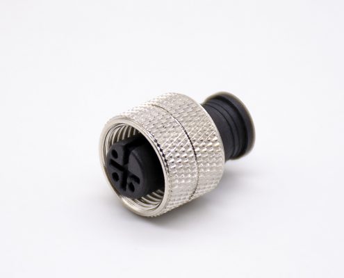 m12連接器3芯直注塑母頭不帶屏蔽接線焊杯