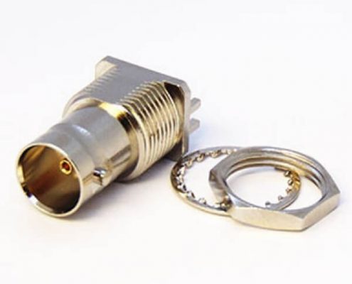 直式卡板BNC接頭母頭連接器穿墻75歐姆接PCB板2.4mm鍍鎳