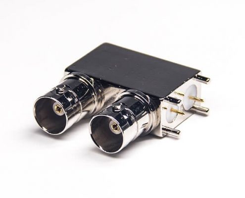 bnc母頭彎角插孔雙頭接pcb板連接器