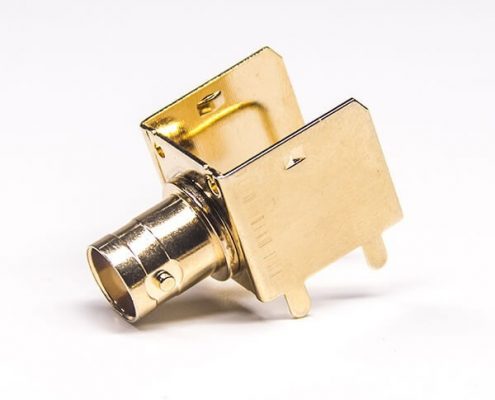 BNC型射頻同軸連接器標(biāo)準(zhǔn)90度母頭插板接PCB板安裝