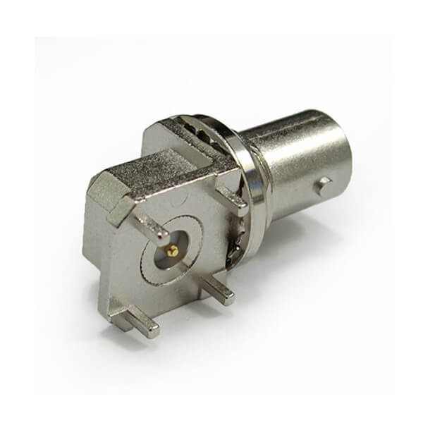 bulkhead-hd-bnc-connector-female-right-angled-for-pcb-nickel-plating(1) 90度板端母頭插板穿孔式接PBC板75歐姆鍍鎳BNC射頻連接器