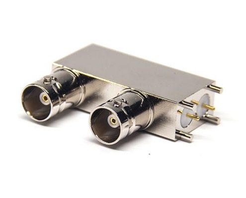 全銅BNC接頭雙母座彎式90度插PCB板