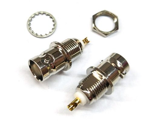 bnc母頭焊線式180度后鎖穿墻鍍鎳