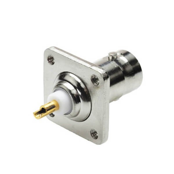 flange-mount-bnc-connector-4-hole-female-connector-solder-type-(1) 帶法蘭BNC連接器4孔母頭前鎖穿墻直式焊接式接線射頻同軸連接器