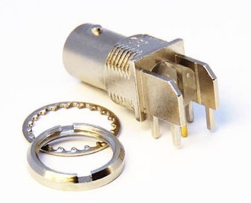 彎式插板BNC鍍鎳母頭螺紋連接板端插座