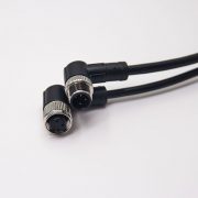 m12-3-pin-cable-male-to-female-a-code-right-angle-sensor-plug-unshiled-1m-awg22 m12電纜彎母頭A編碼3芯不帶屏蔽工業(yè)防水連接器1M AWG22