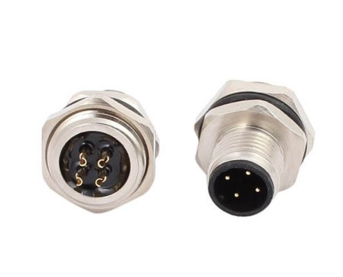 M12 4Pin A Code 公頭后鎖板焊線座子M15*1 10PCS/包