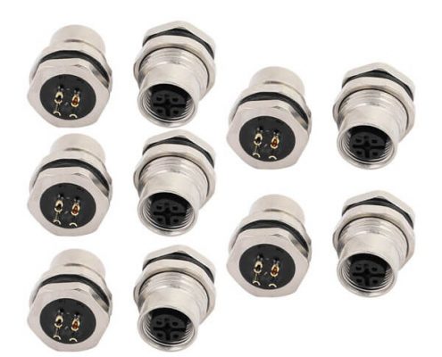 M12 4芯母頭板端插座前鎖板M15*1 焊線 10PCS