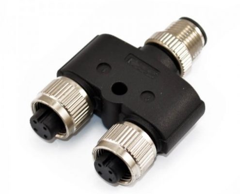 M12轉(zhuǎn)接頭Y型A編碼4芯公轉(zhuǎn)雙母M12轉(zhuǎn)M12