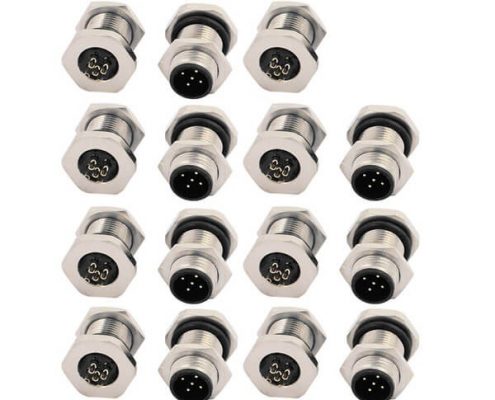 M12 板端插座5芯公頭前鎖板M12*1 12MM 15PCS