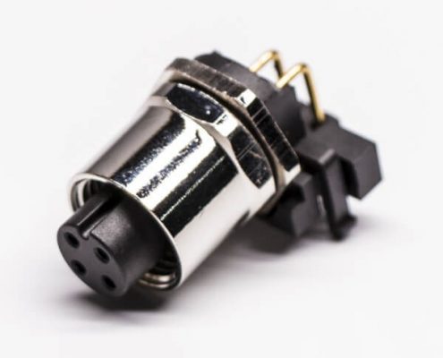 10pcs M12四芯接頭A型板端彎頭插板母座子防水傳感器