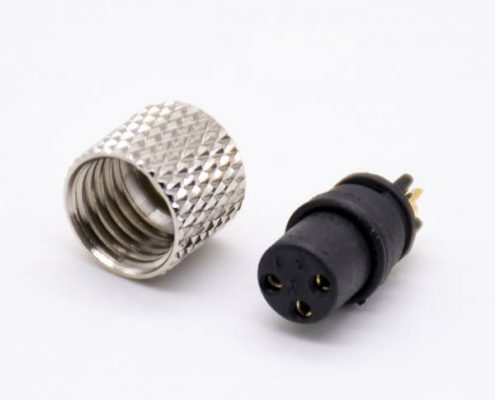 m8連接器直頭3芯注塑母頭焊杯不帶屏蔽