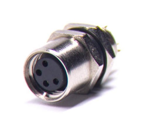M8 傳感器插座A 型板端后鎖焊線式連接器4芯母插座