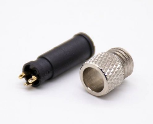 m8連接器3芯注塑公頭直式接線焊杯不帶屏蔽