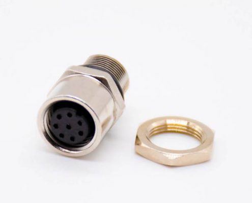 m8連接器直母頭8芯面板安裝后鎖板B編碼