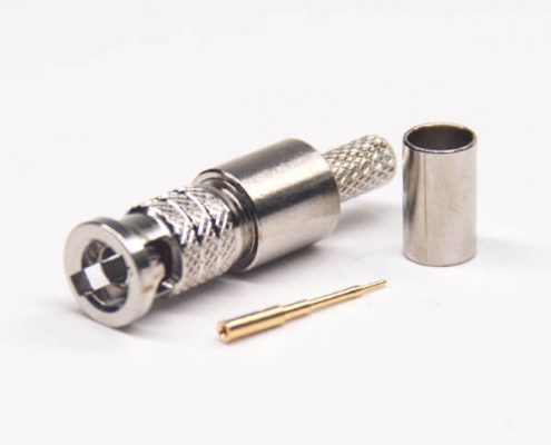 BNC同軸連接器公頭180度直式接線壓接