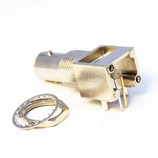 pcb-mount-bnc-connector-female-right-angle-mounted-bnc-bulkhead-(5) BNC板端接PCB板母頭彎式穿墻連接器75歐姆鍍鎳