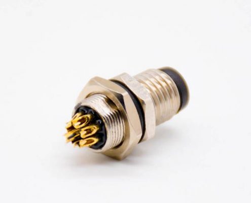 m8圓頭插座8針公頭直式面板安裝后鎖板B編碼