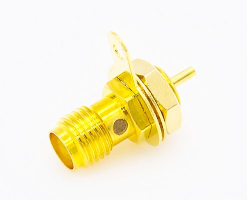 SMA連接器接地母頭直式后鎖穿墻用于PCB安裝焊板