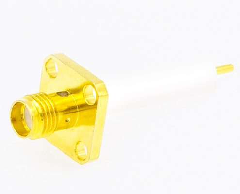 PCB安裝SMA連接器焊板母頭直式4孔法蘭