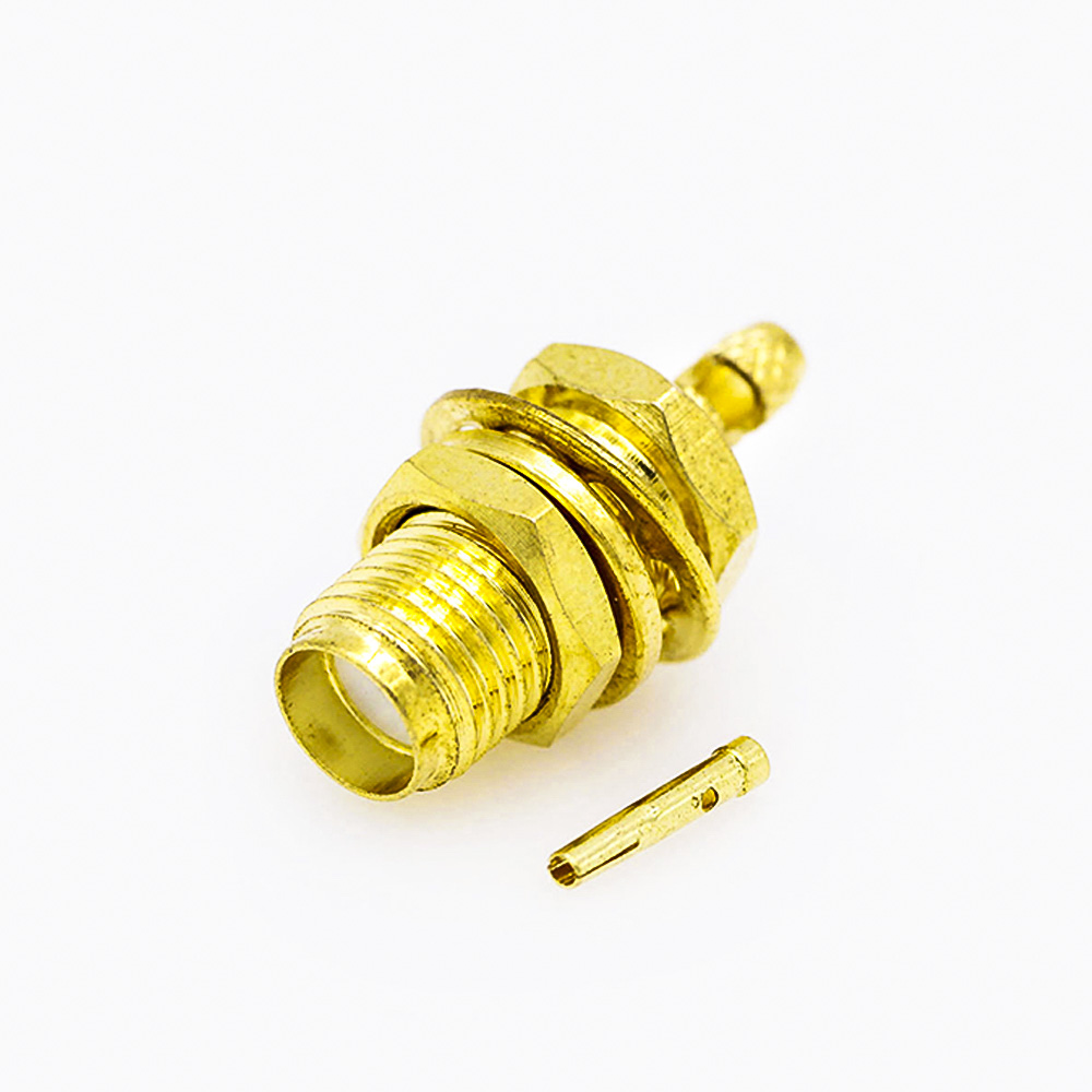 120(7) SMA射頻母頭前鎖穿墻直式面板安裝開天窗壓接式用于RG174 / RG316