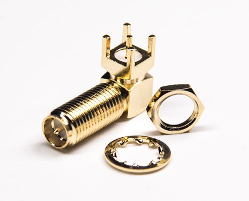 反極sma接頭前鎖穿墻面板安裝彎式插PCB板50歐姆