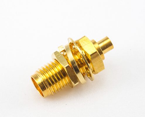 SMA接線面板安裝連接器直式前鎖穿墻母頭用于0.4MM