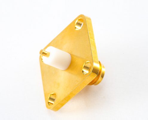 4孔法蘭SMA連接器母頭直式PCB安裝焊板