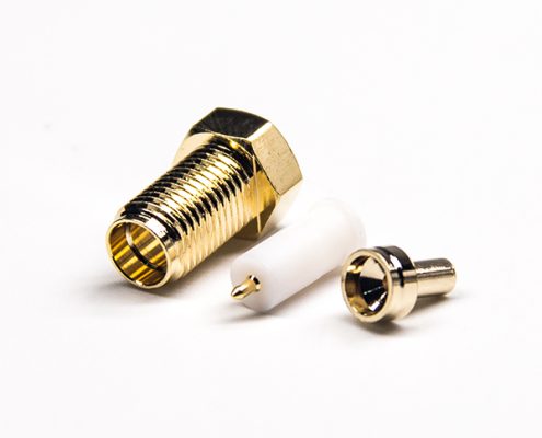反極母頭SMA連接器直式鍍金壓接焊接式接1.37/1.13/0.81線(xiàn)